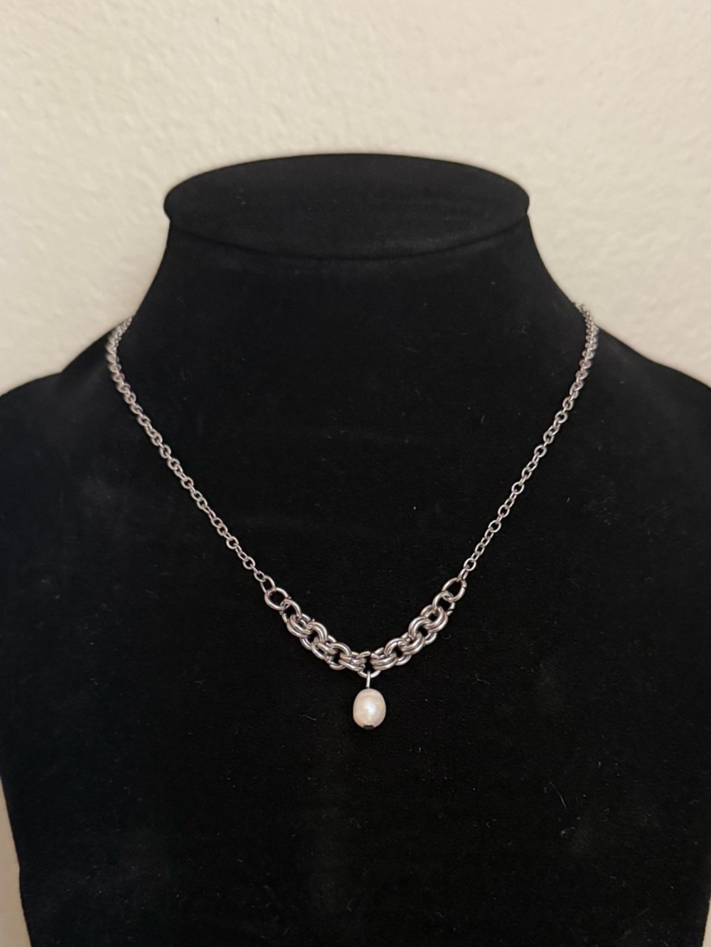 Natural Freshwater Pearl Dainty
Necklace Stainless Steel